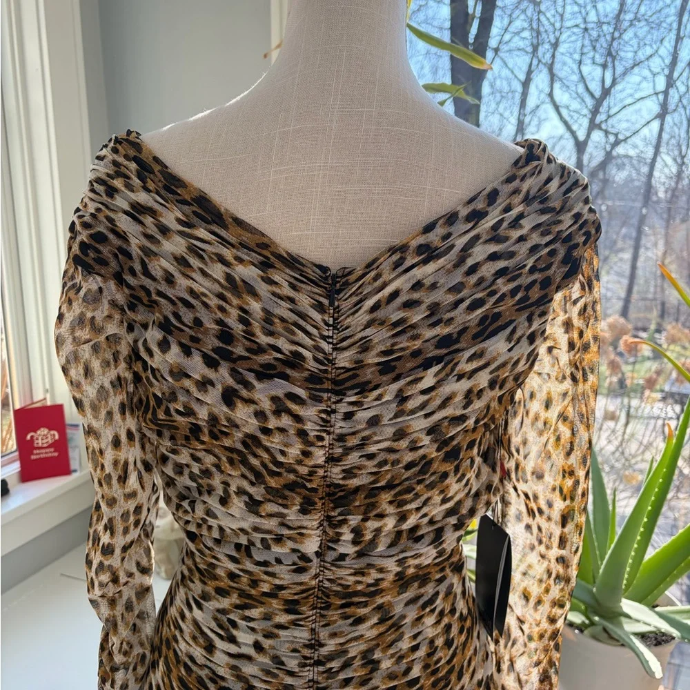 Tadashi Shoji Animal Print Long Sleeve Dress - Picture 9 of 11